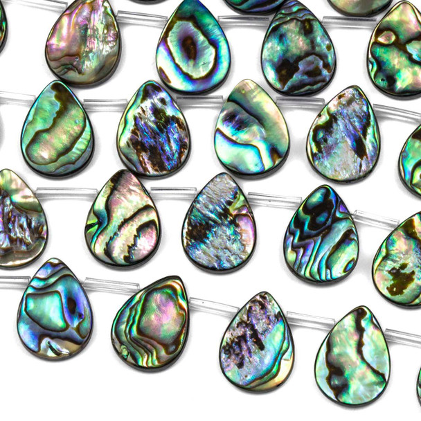 Cherry Tree Beads Abalone Paua Shell 13x18mm Top Drilled Teardrop Beads - 15 inch strand 