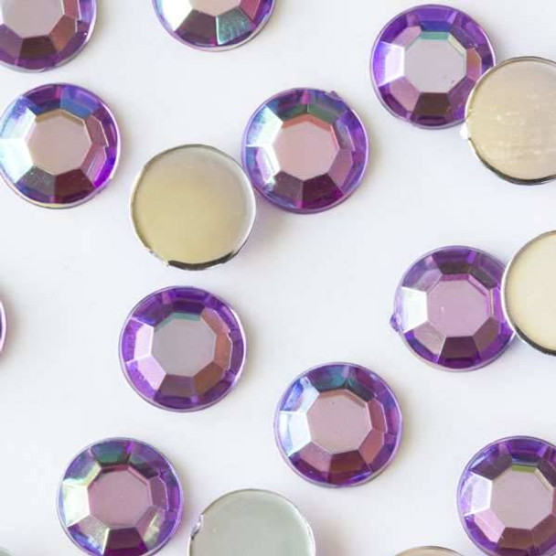 6mm Lavender Purple AB Flat Back Acrylic Crystals