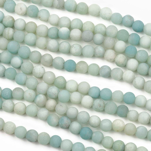 Matte Blue Amazonite 6mm Round Beads - 14.5 inch strand