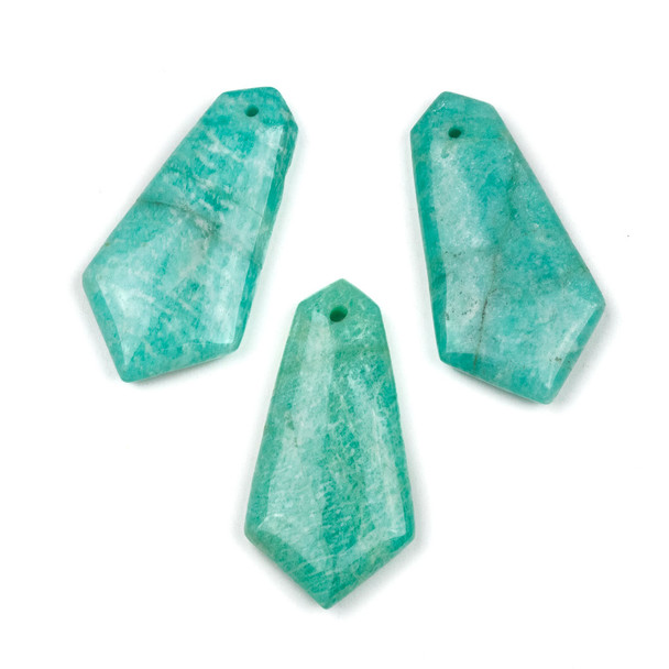 Russian Amazonite 21x40mm Top Drilled 6-Sided Shield Pendant - 1 per bag