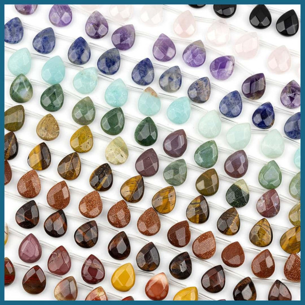 Cherry Tree Beads Gemstone Faceted 12x15mm Top Drilled Flat Teardrop Beads - approx. 8 inch strand  Cherry Tree Beads Gemstone Faceted 12x15mm Top Drilled Flat Teardrop Beads - approx. 8 inch strand
