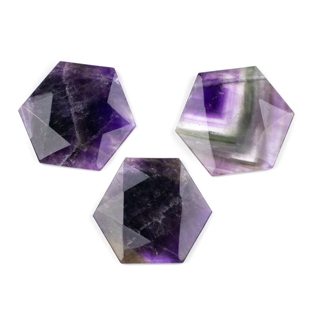 Amethyst 40x45mm Top Drilled Faceted Hexagon Pendant - 1 per bag