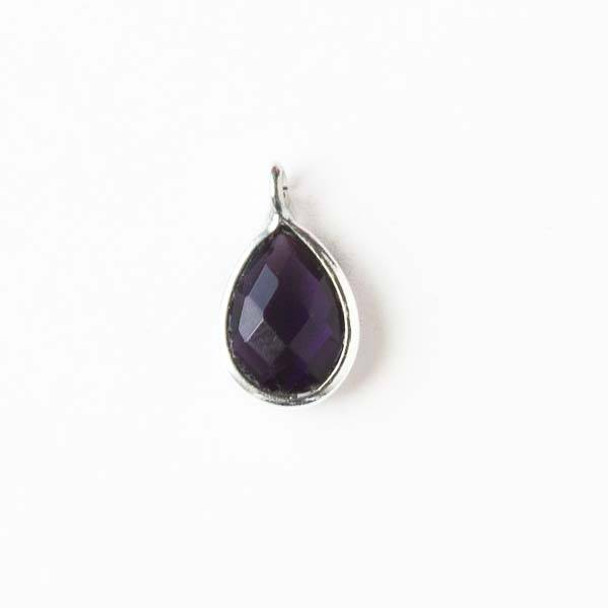 Amethyst approximately 8x14mm Teardrop Drop with a Silver Plated Brass Bezel