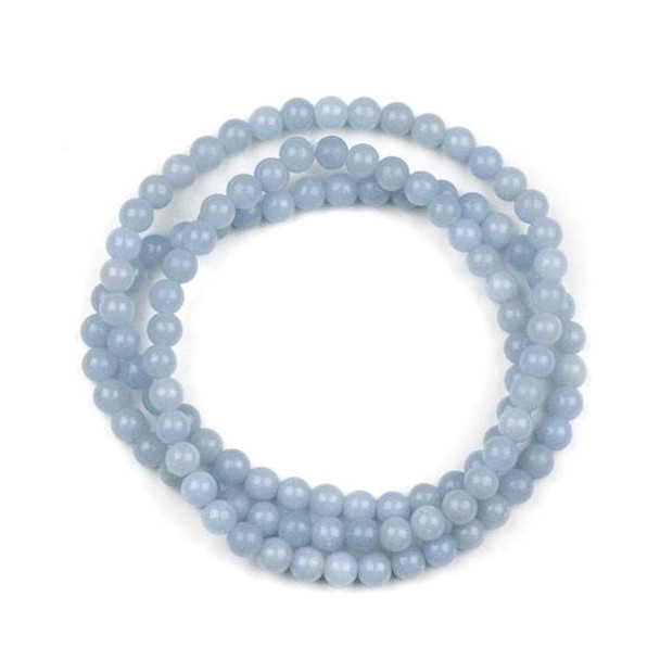 Angelite 6mm Mala Round Beads - 29 inch strand