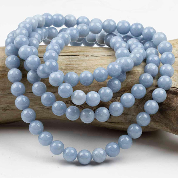 Cherry Tree Beads Angelite 8mm Mala Round Beads - 115 beads per strand 