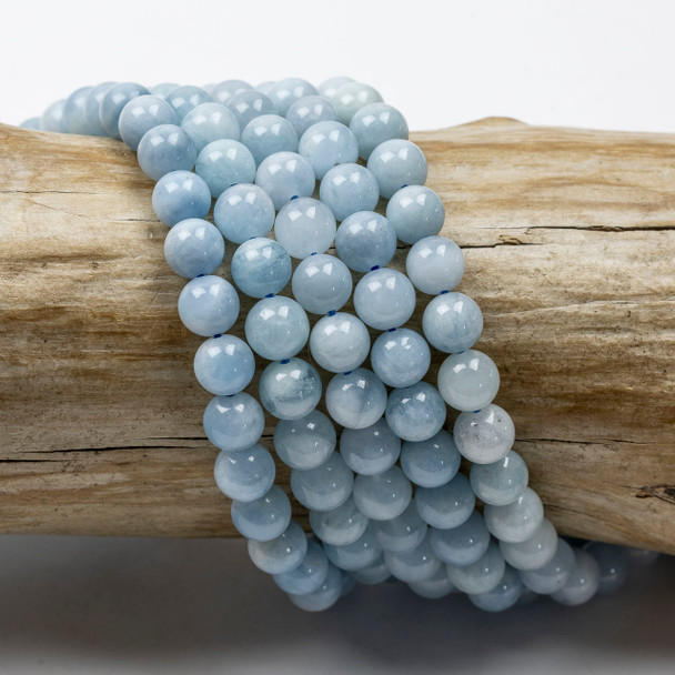 Aquamarine 6mm Round Beads - 15 inch strand