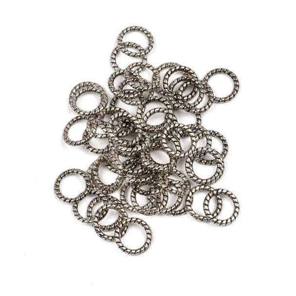 Silver "Pewter" (zinc-based alloy) 8mm Twisted and Soldered Jump Rings - 50 per bag - CTB2773s