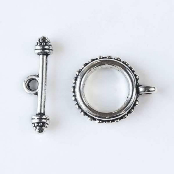 Cherry Tree Beads Silver "Pewter" (zinc-based alloy) 17x22mm Bali Style Bumpy Toggle - 6 per bag - basea0748s 