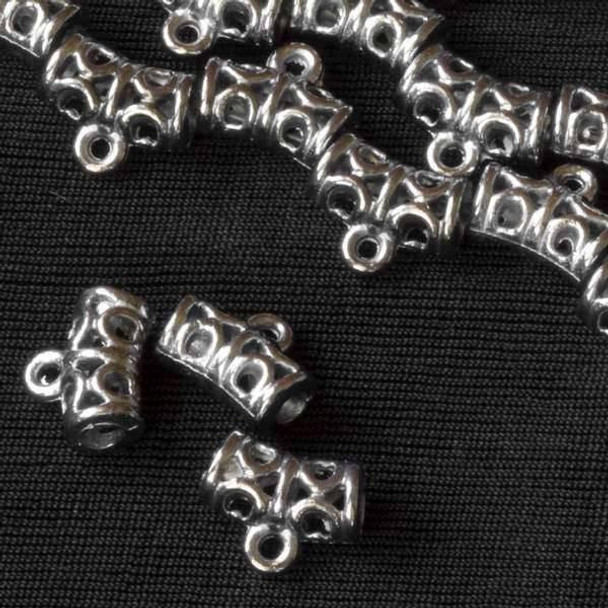 Cherry Tree Beads Gun Metal Colored "Pewter" (zinc-based alloy) 9x11mm Pendant Drop with Open Circles and a 2.5mm Large Hole  - approx. 8 inch strand - basea10546gm 