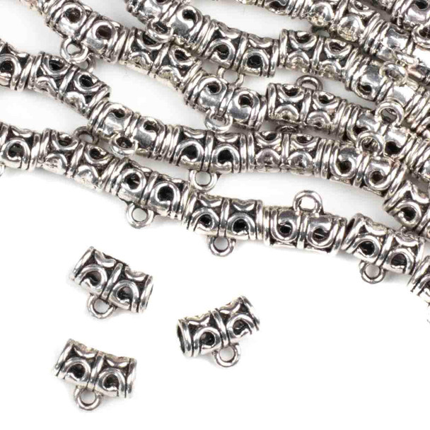 Cherry Tree Beads Silver Pewter 9x11mm Pendant Drop with Open Circles and a 2.5mm Large Hole - approx. 8 inch strand - basea10546s 