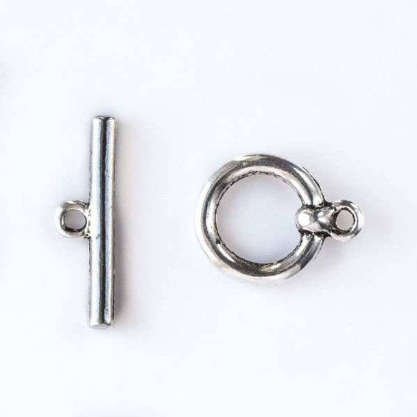 Silver Pewter 12x15mm Simple Toggle Clasp with a 5x20mm bar - 10 pairs per bag - basea14334s