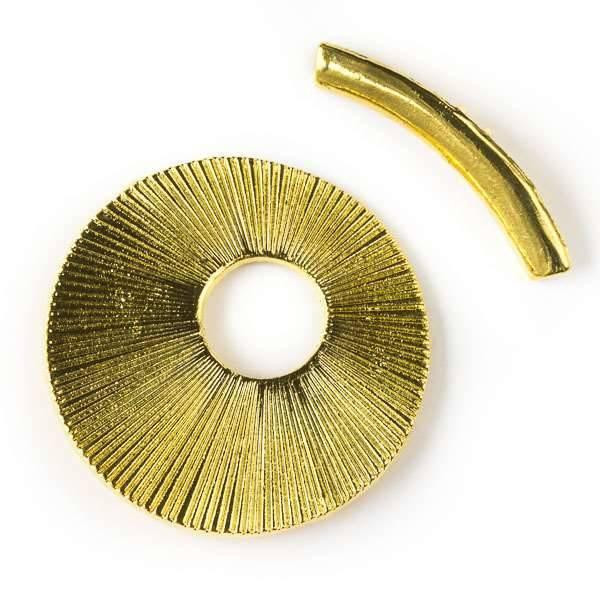 Cherry Tree Beads Gold Colored "Pewter" (zinc-based alloy) 40mm Sun Disc Toggle - 3 per bag - basea1607g 