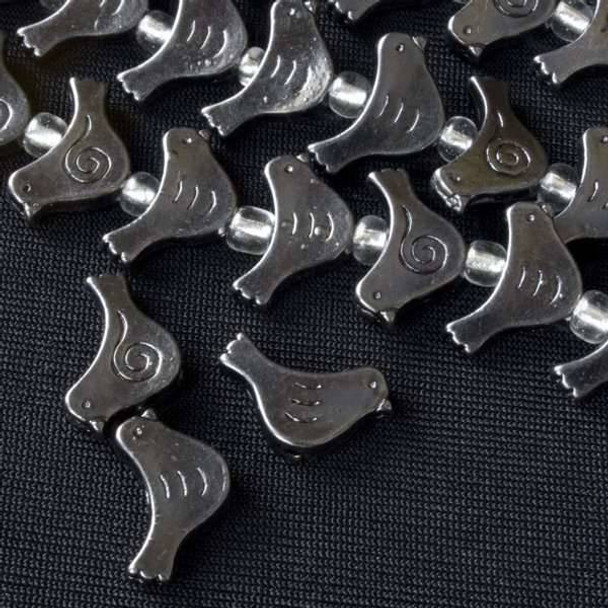 Gun Metal Colored Pewter 10x15mm Bird Beads - approx. 8 inch strand - Basea2442gm