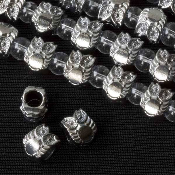 Gun Metal Colored Pewter 8x10mm Horizontally Drilled and Large Hole Wise Owl Beads - approx. 8 inch strand - basea47088gm