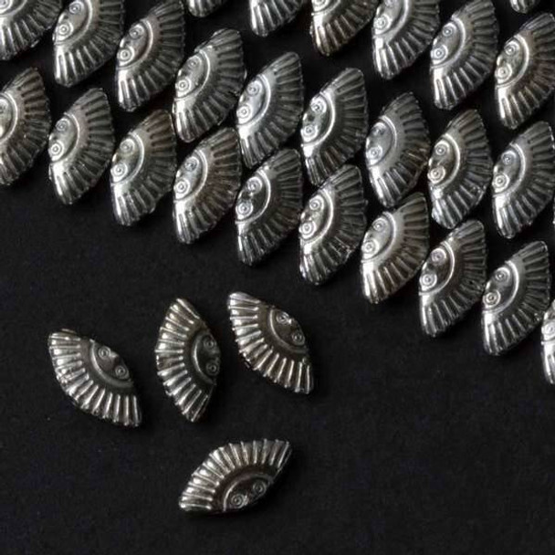 Gun Metal Colored Pewter 6x12mm Fan Beads - approx. 8 inch strand- basea47278gm