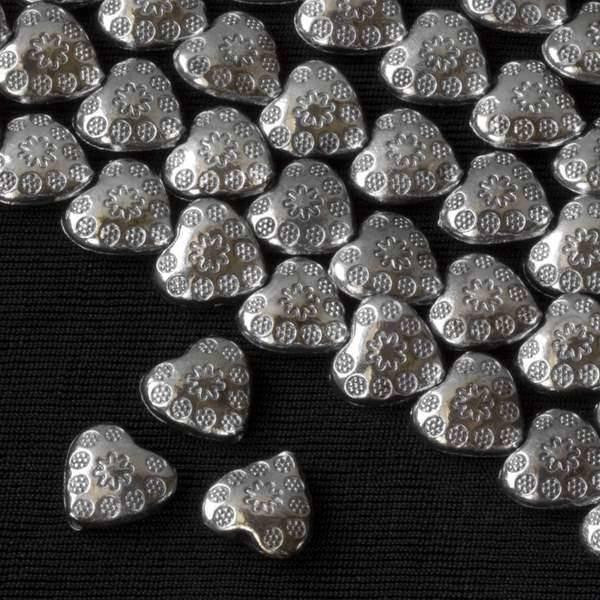Cherry Tree Beads Gun Metal Colored Pewter 11mm Heart Beads - approx. 8 inch strand - basea47343gm 