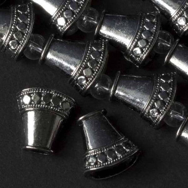 Gun Metal Colored Pewter 11x16mm Hollow Bell Bead Caps - approx. 8 inch strand - basea6535gm