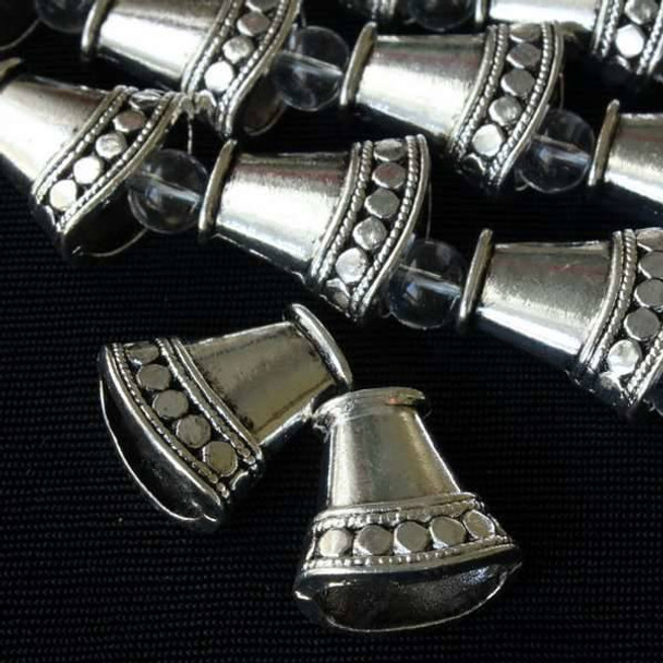 Silver Pewter 11x16mm Hollow Bell Bead Caps - approx. 8 inch strand - basea6535s