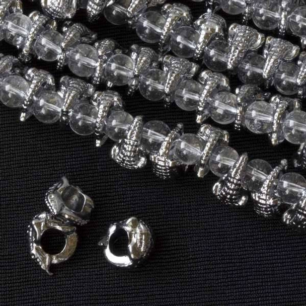 Gun Metal Colored Pewter 12mm Large Hole Lizard Beads - approx. 8 inch strand - basea8in26098gm
