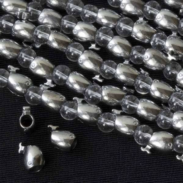 Gun Metal Colored Pewter 9x11mm Large Hole Whale Beads - approx. 8 inch strand - basea8in46855gm