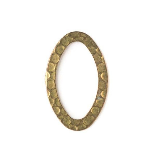 18x28mm hammered oval brass link in your choice of raw or coated finish, displayed on a white background. 18x28mm hammered oval brass link in your choice of raw or coated finish, displayed on a white background.