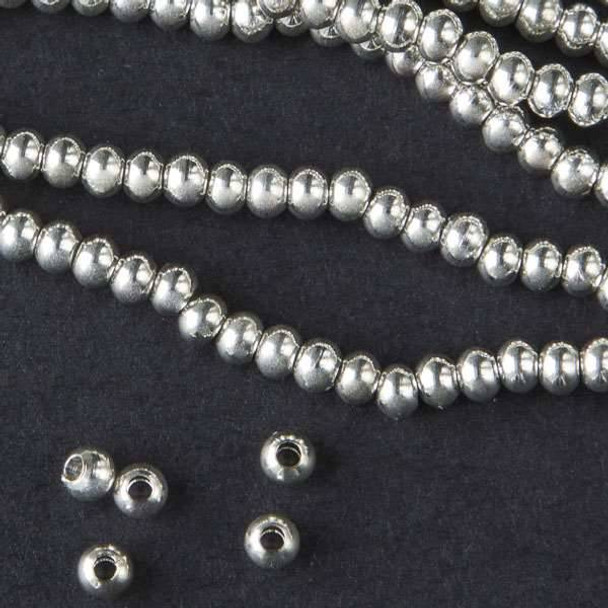 Silver Plated Brass 3mm Round Beads - baseb0007s