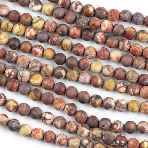 Matte Bird's Eye Rhyolite 6mm Round Beads - 15 inch strand