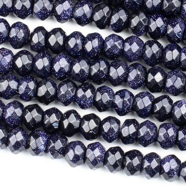 Blue Goldstone 5x8mm Faceted Rondelle Beads - 15 inch strand