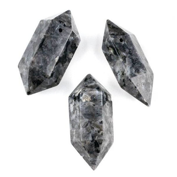 Black Labradorite/Larvikite 27x70mm Extra Large Hexagonal Double Point Pendant - 1 per bag