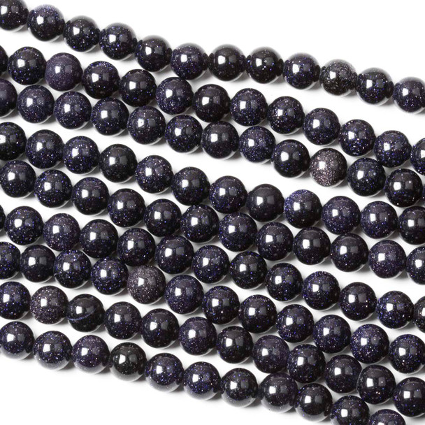 Blue Goldstone 6mm Round Beads - 14.5 inch strand