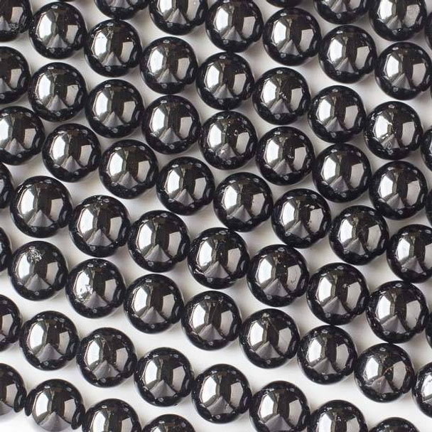 Black Tourmaline 10mm Round Beads - 16 inch strand