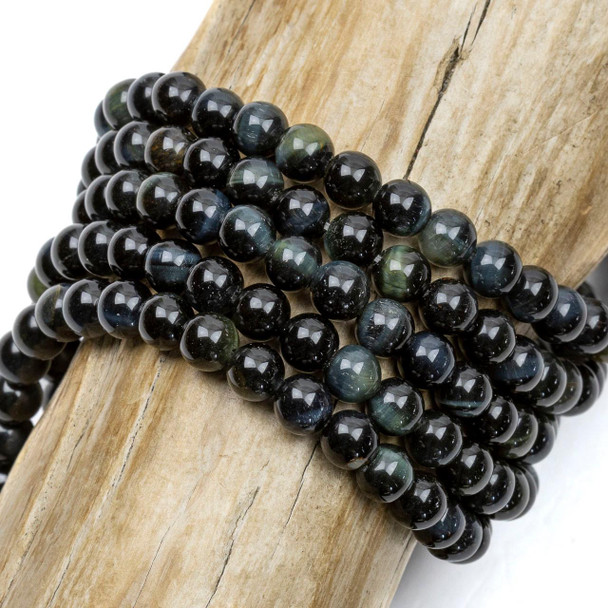 Cherry Tree Beads Blue Tigereye 6mm Round Beads - 15 inch strand 
