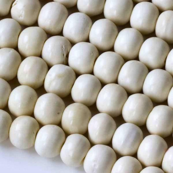 Cherry Tree Beads Bone 12mm Irregular Round Beads with a 2mm Large Hole - approx. 8 inch strand 