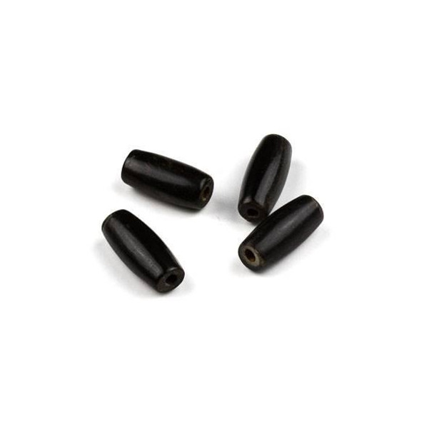 Cherry Tree Beads .75 inch black bone hairpipe beads, smooth tubular shape, set of 4 pieces.