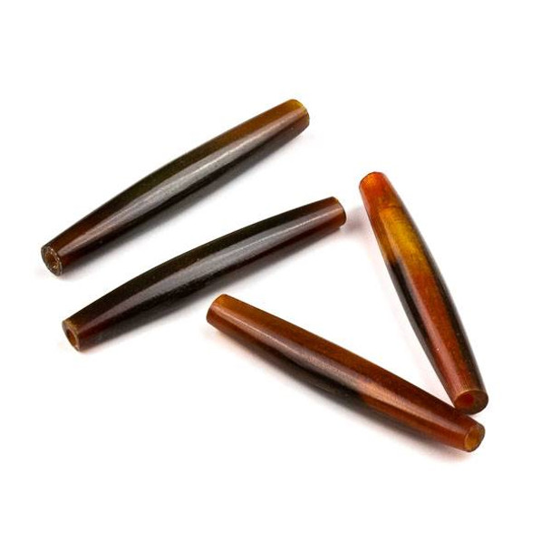 Bone 2 inch Brown Hairpipe Beads - 4 per bag