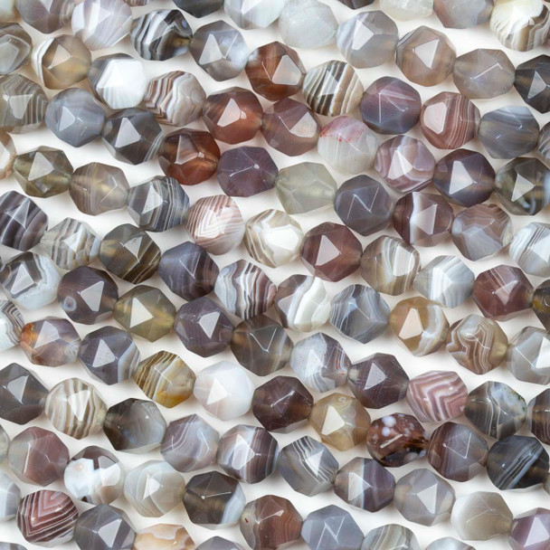 Cherry Tree Beads Botswana Agate 8mm Simple Faceted Star Cut Beads - 15 inch strand 