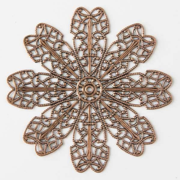 Vintage Copper Plating on Brass 66mm Filigree Flower Component