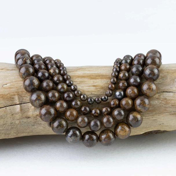 round beads in bronze, chocolate brown, golden brown, and deep espresso tones