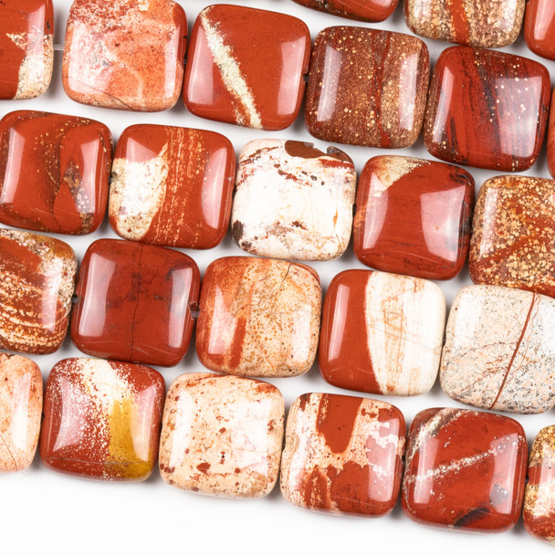 Cappuccino Jasper 14mm Square Beads - 16 inch strand