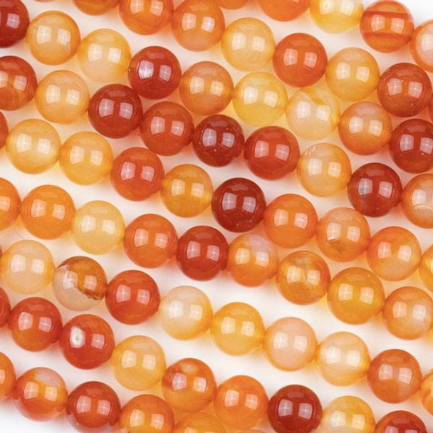 Multicolor Carnelian 8mm Round Beads - 15 inch strand