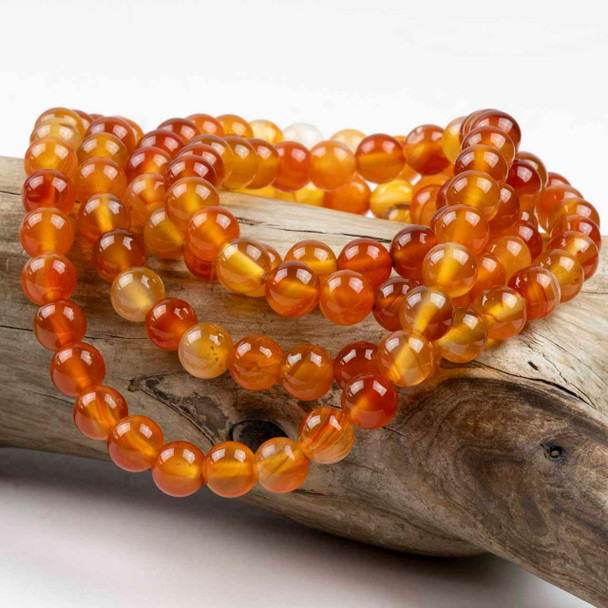 Cherry Tree Beads Carnelian 8mm Mala Round Beads - 115 beads per strand 