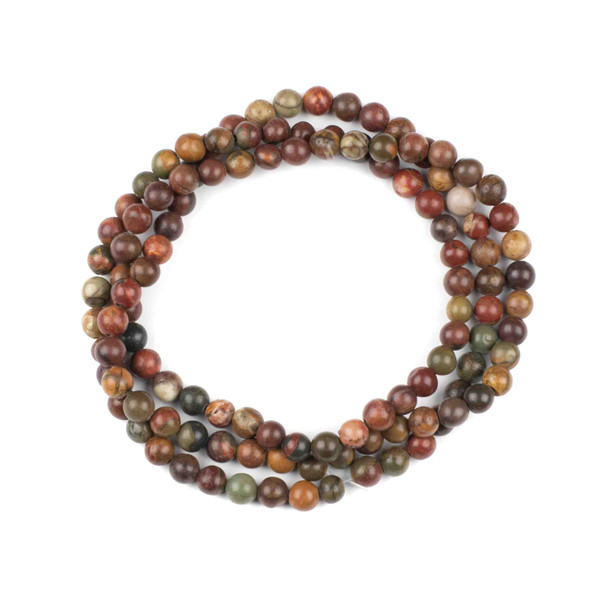 Red Cherry Creek Jasper 6mm Mala Round Beads - 29 inch strand