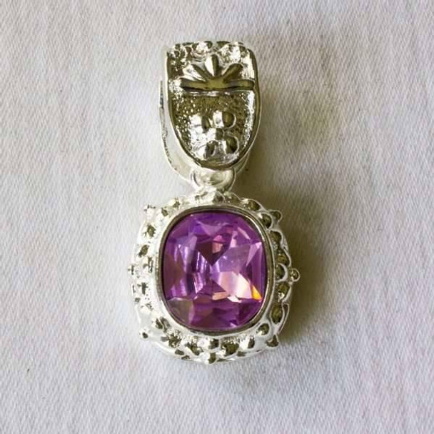Cherry Tree Beads Glass Crystal 20x35mm Rosaline Pendant with a Silver Base Metal Bail 