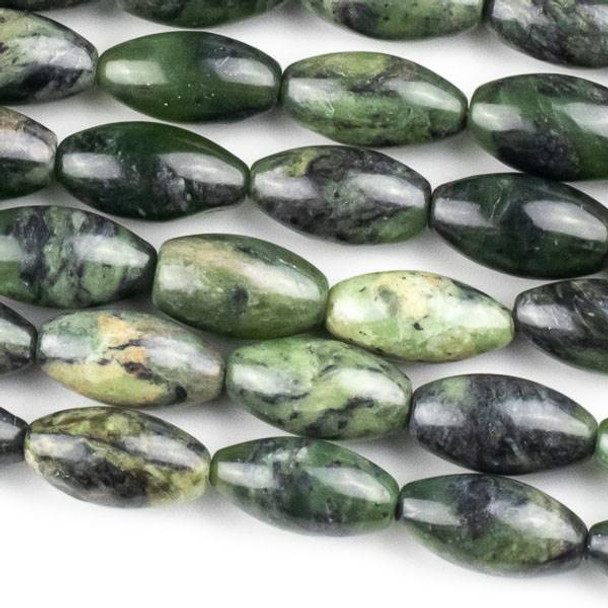 Chinese Jade 7x14mm Rice Beads - approx. 8 inch strand, Set A