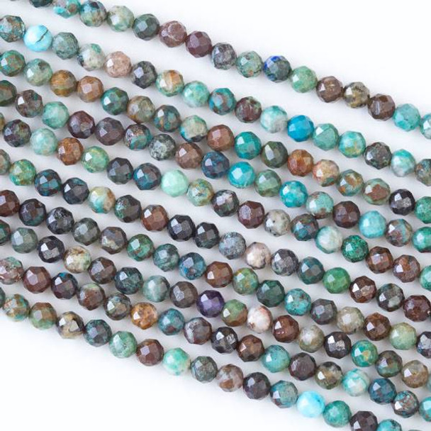 Chrysocolla 4mm Faceted Round Beads - 16 inch strand