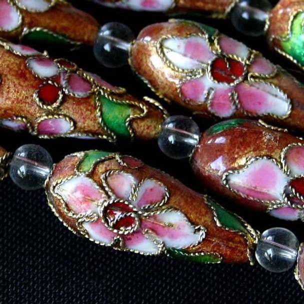 Cloisonne Salmon 8x22mm Rounded Teardrop