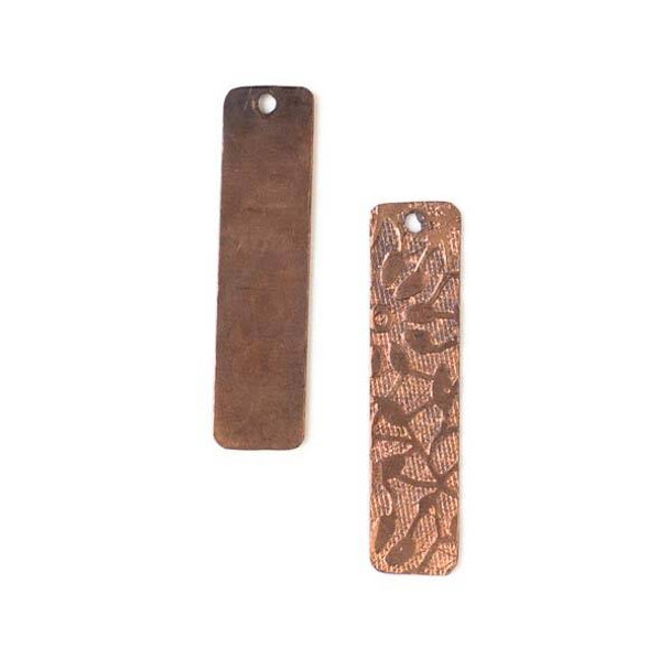 Copper Component - 7x32mm Rectangle Drop with Stamped Daisy Pattern
