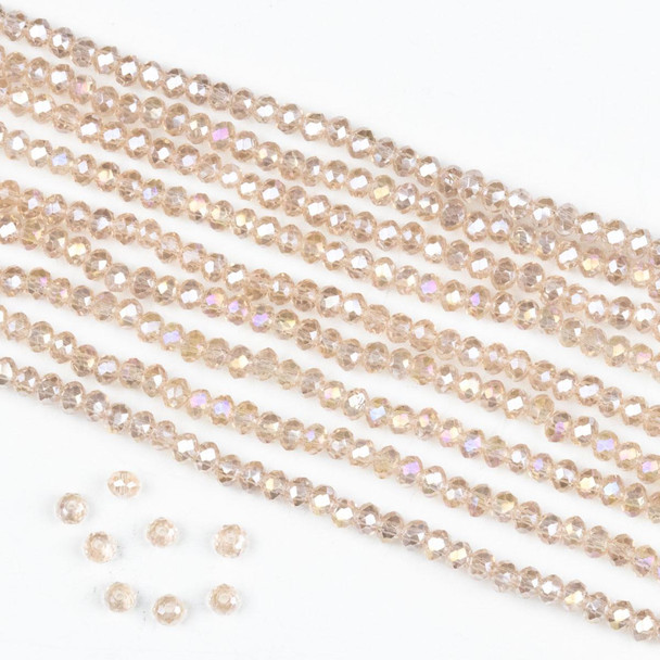 Cherry Tree Beads Crystal 2x2mm Pink Blush Rondelle Beads with an AB finish -Approx. 15.5 inch strand 