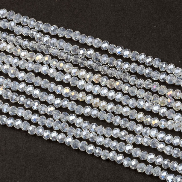 Crystal 2x2mm Clear Rondelle Beads with an AB finish - Approx. 15.5 inch strand