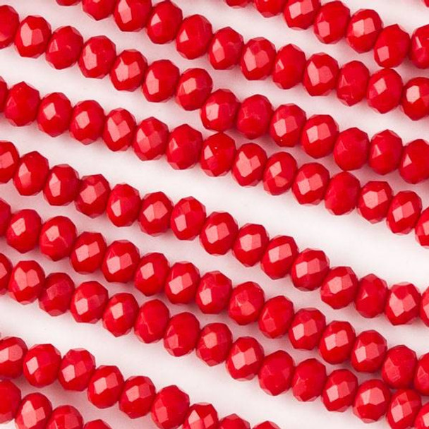 Crystal 2x2mm Opaque Chinese Red Rondelles - Approx. 15.5 inch strand